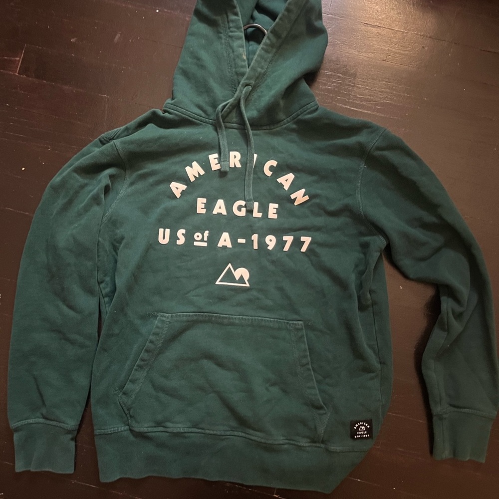 American Eagle 1977 Mountain
Graphic Hoodie - Forest Green Mens Size Small